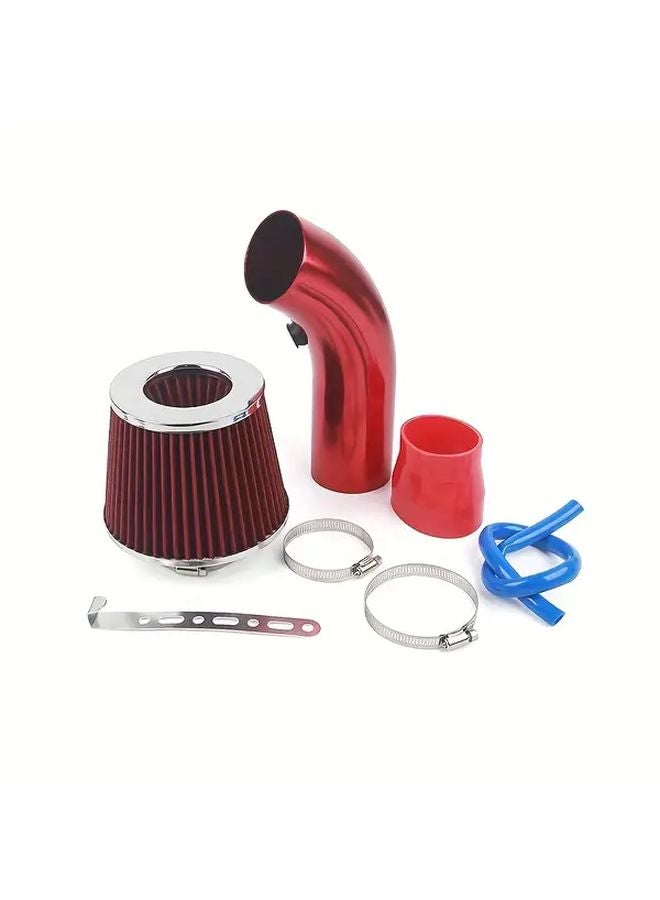 Red Air Intake Pipe Universal Car Cold Air Intake Kit Aluminum Replacement - Image 1